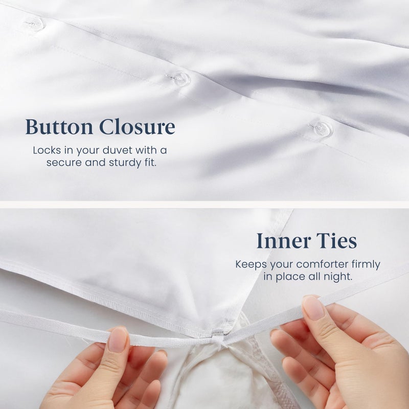 Ella Jayne Duvet Cover Full (3 Pieces), 100% Cotton Percale, Full/Queen, Soft Breathable & Lightweight, Including Full Size Duvet Cover (1 Piece) 90 x 90 Inches with 2 Pillow Shams (White Design) - Image 5